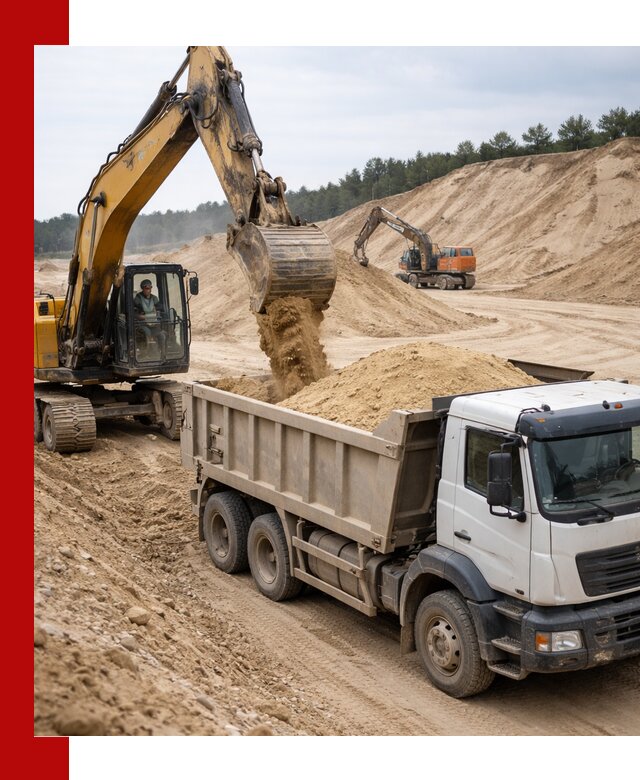 Доставка карьерного песка с самосвалами и разгрузкой в Железногорске