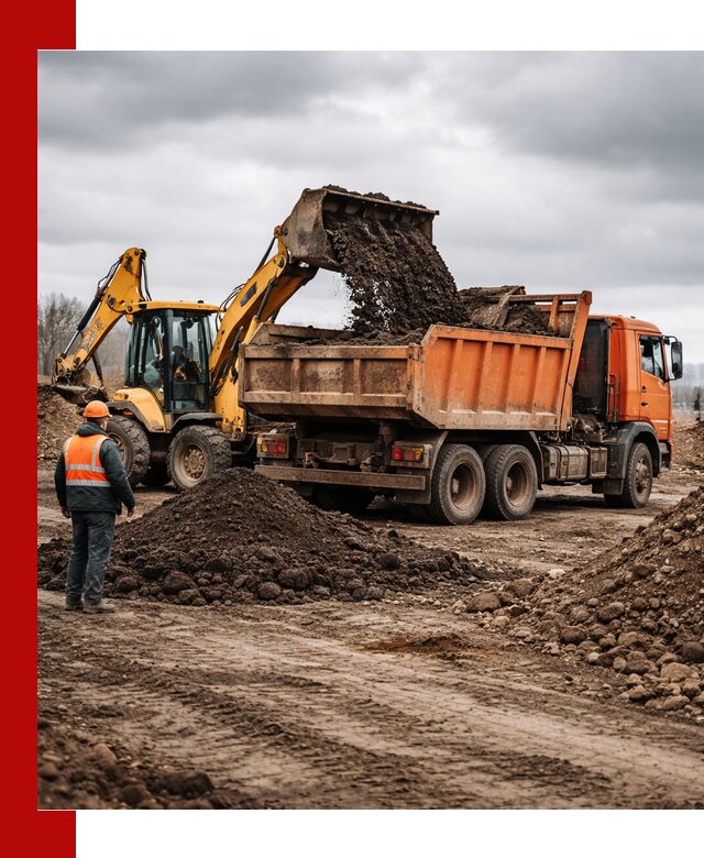 Вывоз грунта и строительного мусора в Железногорске грузовыми самосвалами