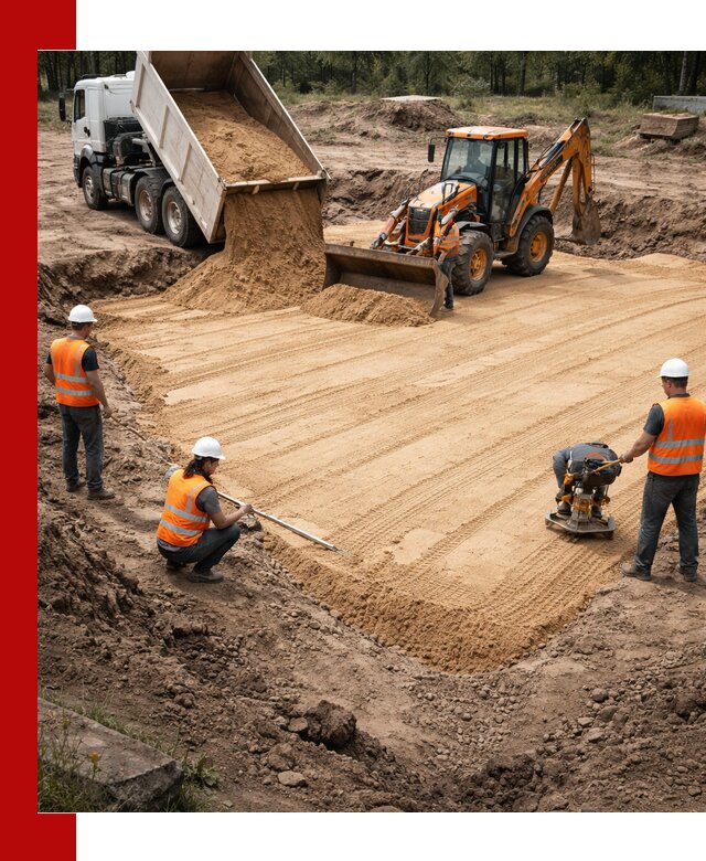 Устройство песчаной подушки для фундаментов и дорог в Железногорске